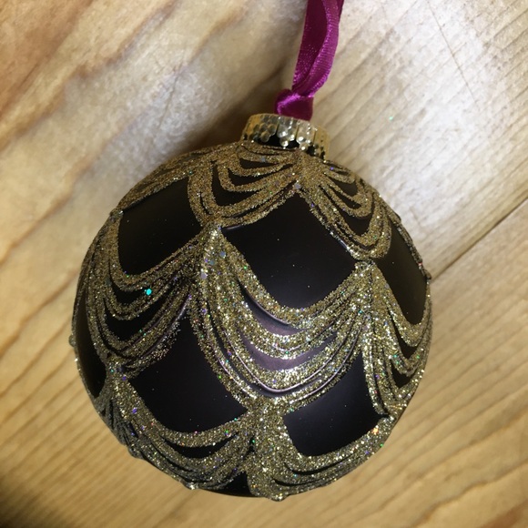 Purple Gold Glitter Christmas Ball Ornament - Picture 7 of 9